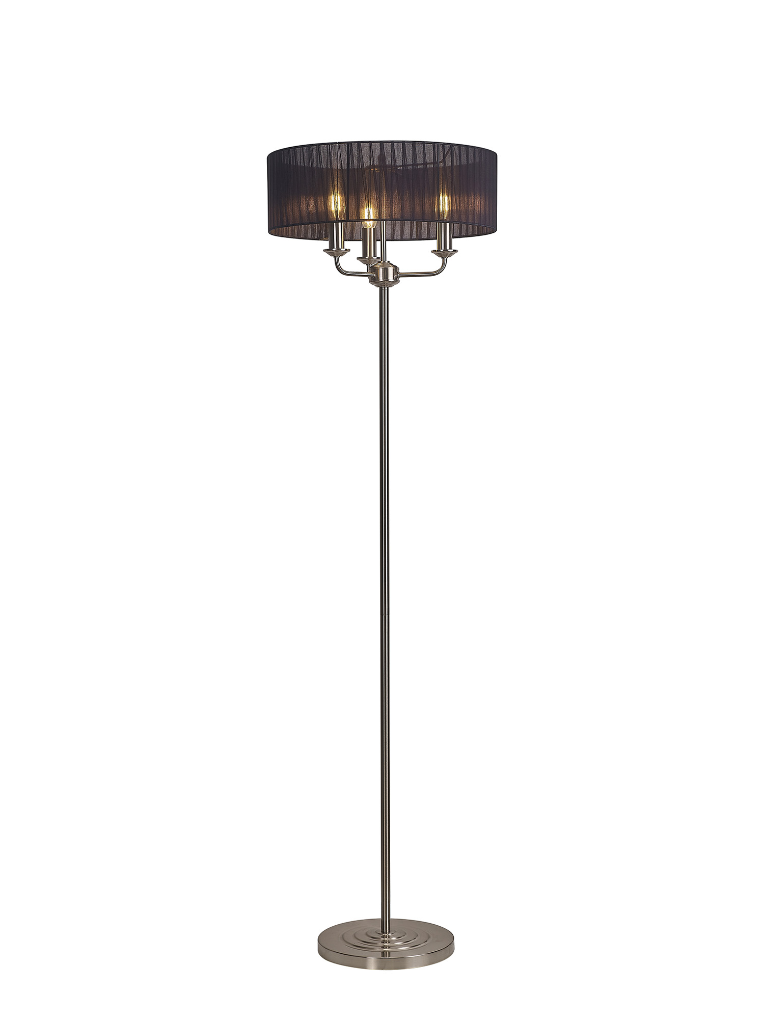 DK0928  Banyan 45cm 3 Light Floor Lamp Satin Nickel, Black